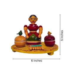 Etikoppaka Art Serving Set with Lady and Birds