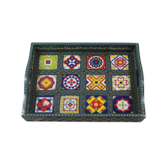 Multi-Color Pottery Pattern Tray – Handcrafted Decorative Serving Tray