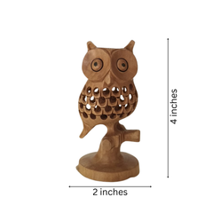 Handmade Wooden Jali Owl – Intricate Carved Decor Piece