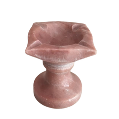 Handcrafted Pink Marble Diya with Stand Marble Soft Stone