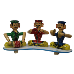Artisan-made Channapatna wooden music band figurine set
