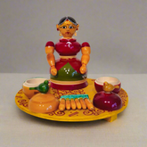 Etikoppaka Art Serving Set with Lady and Birds