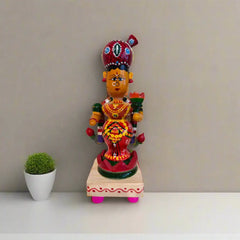 Hand-Painted Etikoppaka Lakshmi Statue – Traditional South Indian Folk Art Etikoppaka Lacquerware