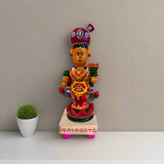 Hand-Painted Etikoppaka Lakshmi Statue – Traditional South Indian Folk Art