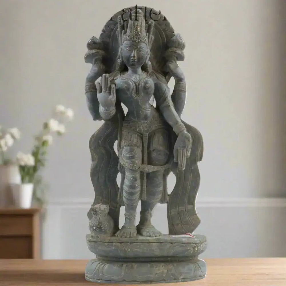 Lord Lakshmi Devi Sculpture – Goddess of Wealth and Prosperity Soft Stone