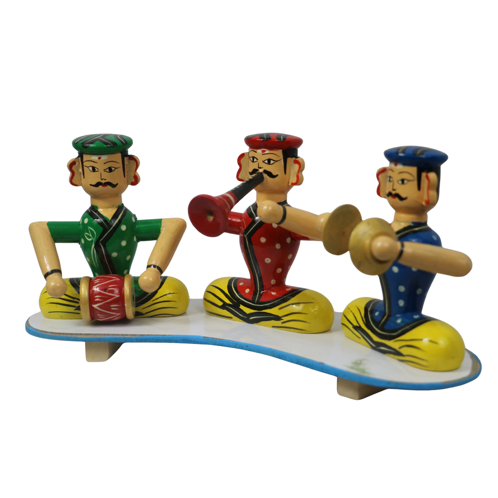 Decorative Channapatna wooden men music band set