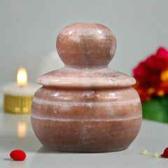 Handcrafted Marble Kumkum Box – Traditional Puja Accessory Marble Soft Stone