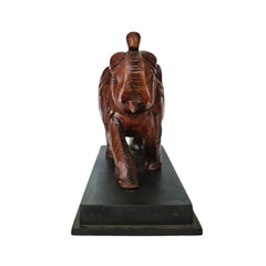 Hand-Carved Wooden Elephant with Base – Elegant Decorative Figurine Wooden Decorative