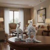 Peacock Pair with Fine Jali Carving – Ethnic Indian Handicraft Figurines Jali Art