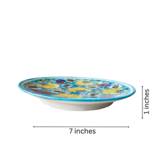 Hand-Painted Wall Plate Yellow and Blue Floral Pottery