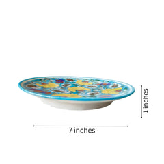 Hand-Painted Wall Plate Yellow and Blue Floral Pottery