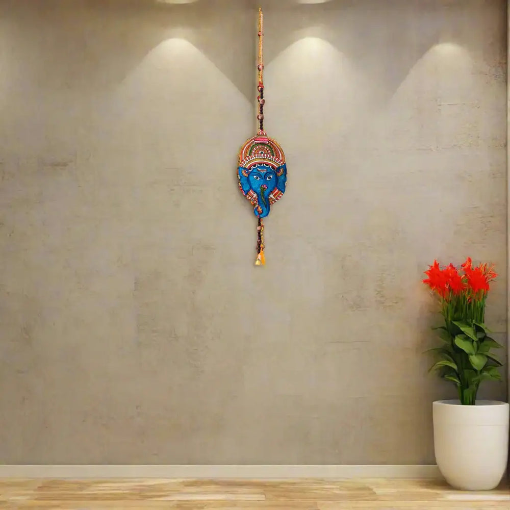 Hand-Painted Leather Lord Ganesha Wall Hanging Paintings