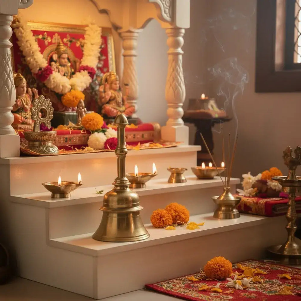 Pure Bronze Temple Bell – Ideal for Daily Pooja and Ceremonies pooja accessories