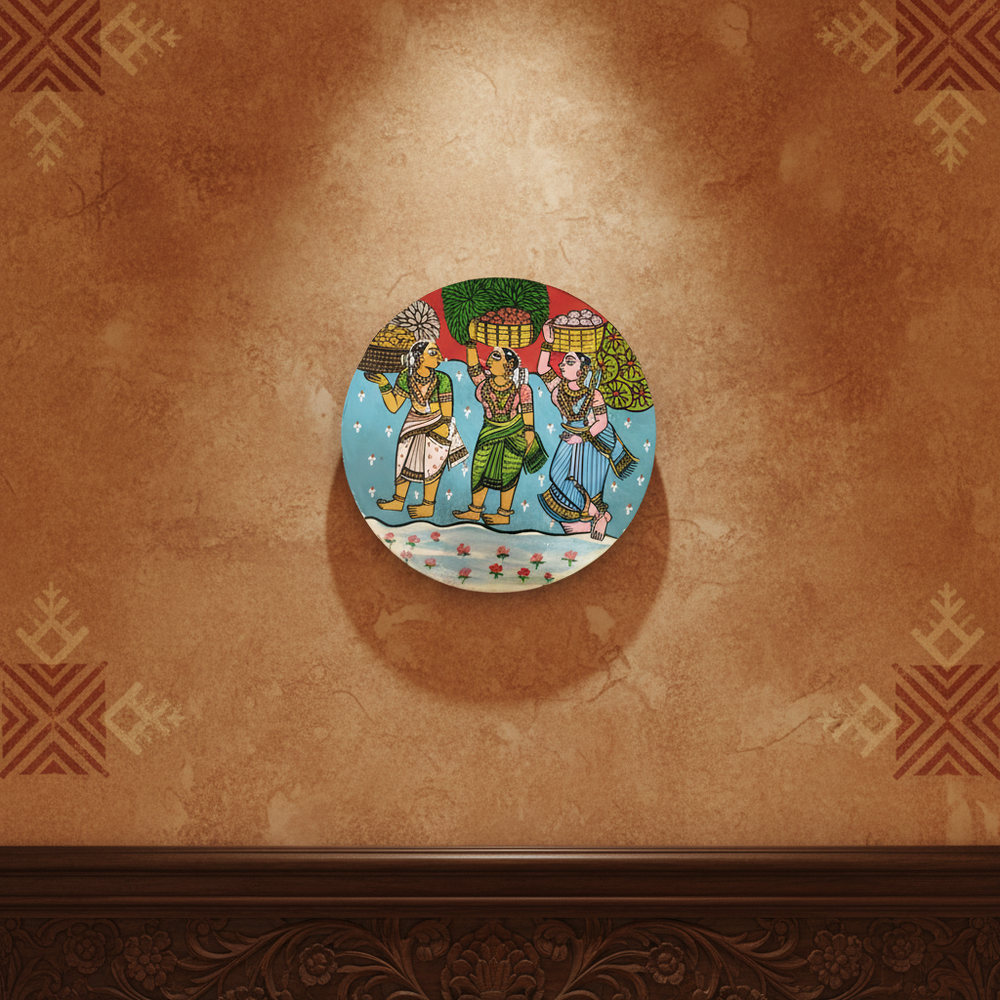 Bathukamma Nimajjanam Art – Hand-Painted Folk Wall Piece wall decor