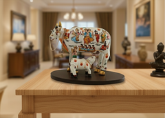 Kamadhenu Resin Cow with Calf | Decorative Spiritual Figurine