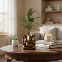 Hand-Carved Wooden Lord Ganesha Idol – Traditional Home Decor Wooden Idols