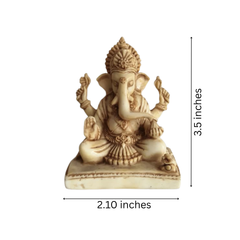 Seated Ganesha Statue in Resin with Intricate Details