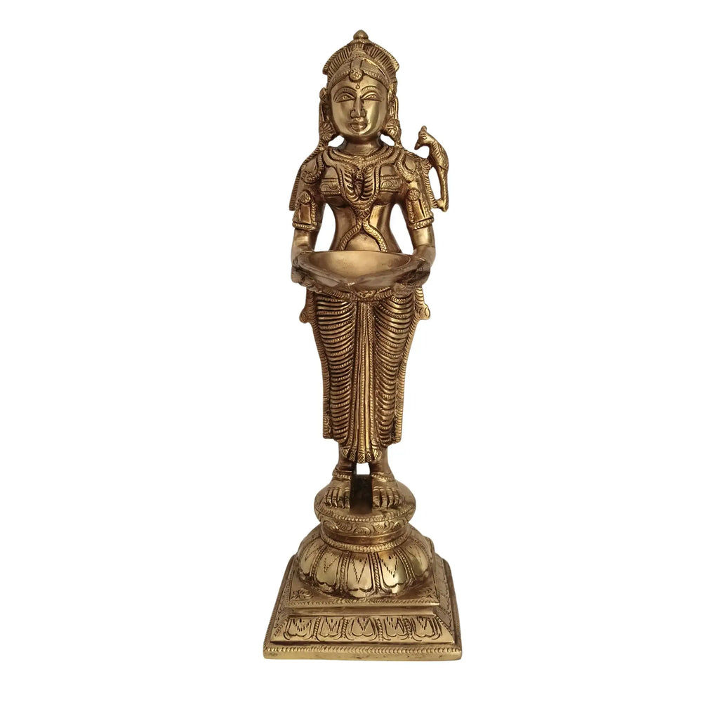 Elegantly Sculpted Brass Deepa Lakshmi Statue (Lady with Lamp) Brass Ware
