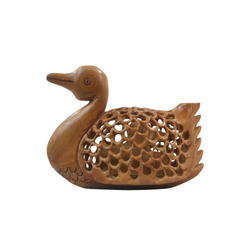 Hand-Carved Wooden Duck with Baby – Beautiful Family Sculpture