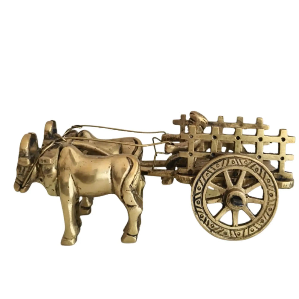 Brass Bullock Cart Figurine with Covered Canopy | Traditional Home Decor Showpiece Brass Ware