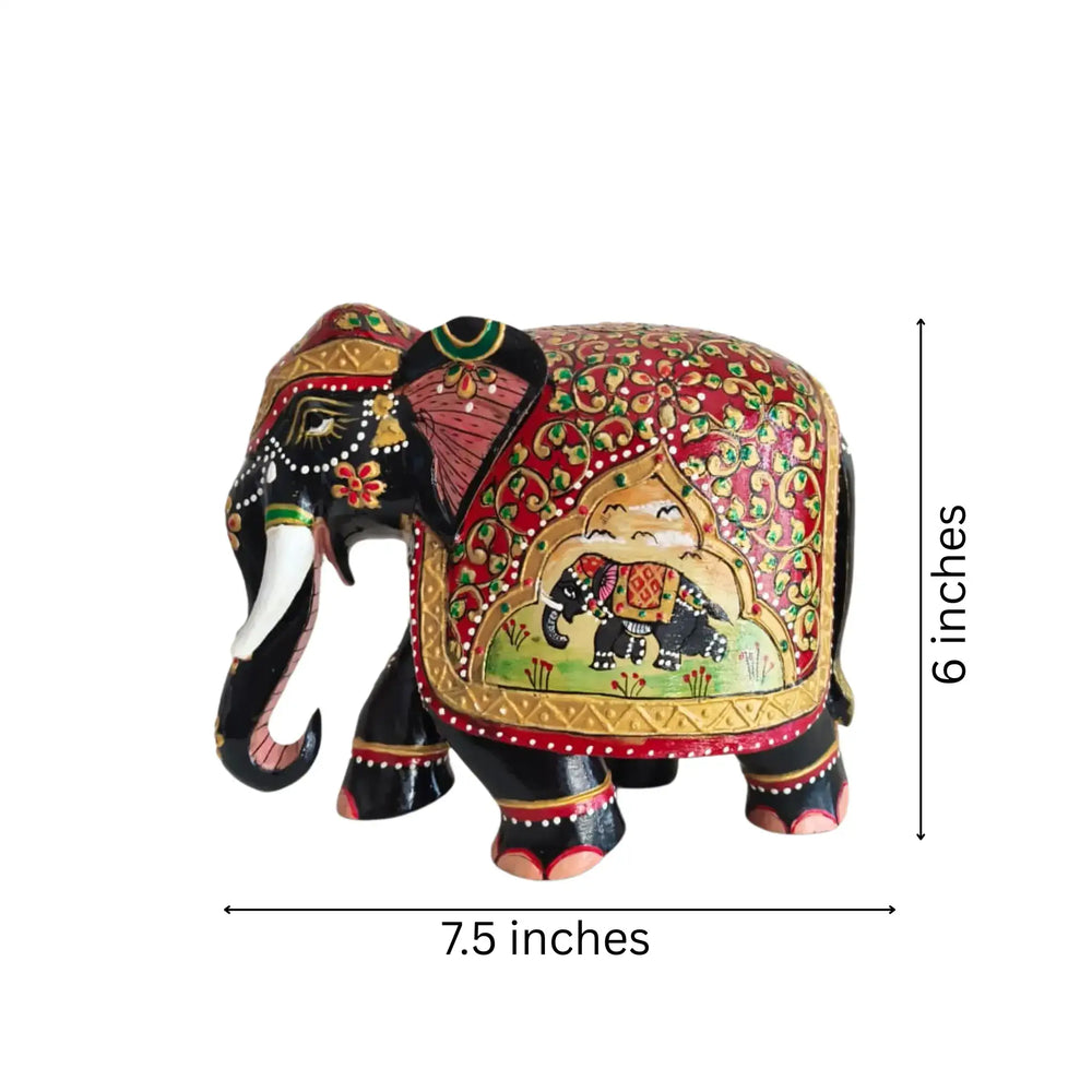 Hand-Painted Wooden Elephant with Floral Design – Artistic Home Decor maruthi handicrafts