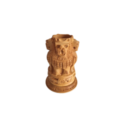 Handcrafted Wooden Lion Capital Ashoka Pen Stand