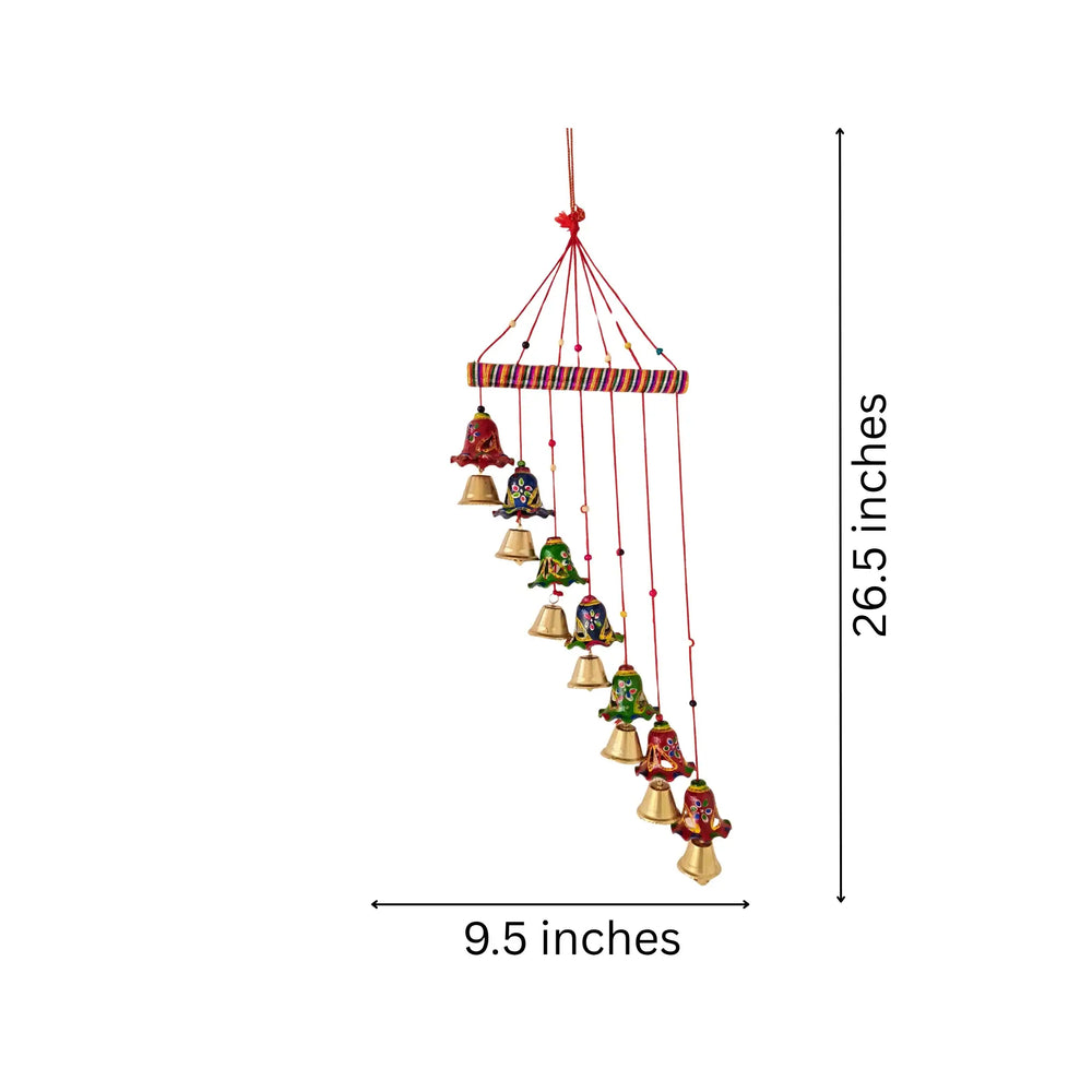 Hand-Painted Indian Folk Art Bell Cascade Wall Hanging wall decor