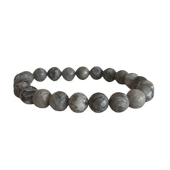 Picasso Jasper Beaded Bracelet – Gray Stone Healing Bracelet Fashion