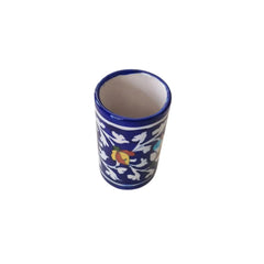 Hand-Painted Blue Pottery Pen Stand | Desk Organizer Pottery