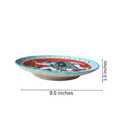 Hand-Painted Decorative Plate White Elephant with Red Background Pottery