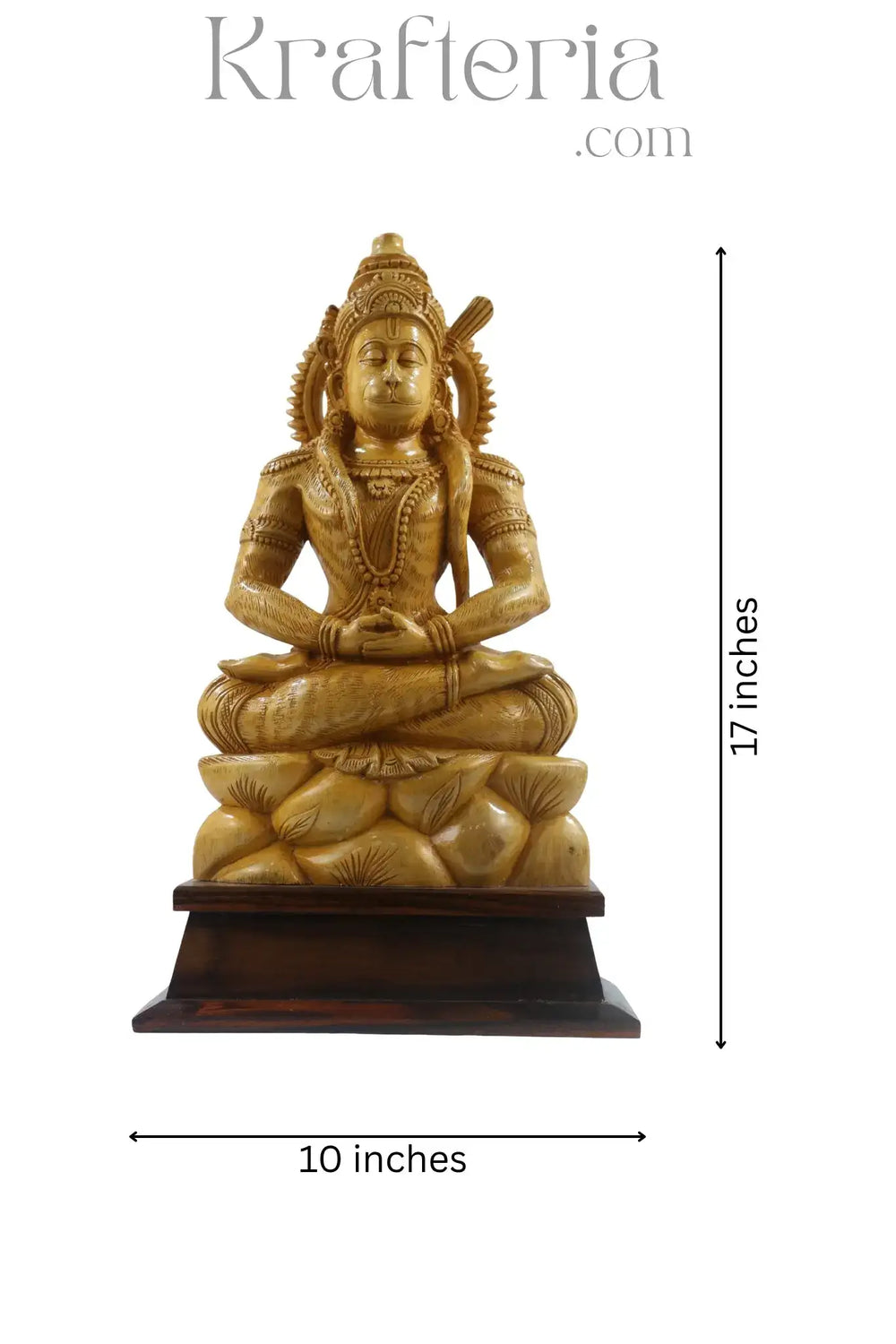 Lord Hanuman Wooden Statue – Traditional Art with Rosewood Base ESHWAR HANDICRAFTS