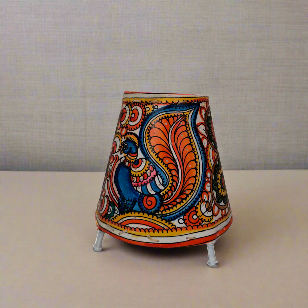 Colorful Peacock Leather Puppetry Artwork – Handcrafted Folk Decor | Bed Lamp Leather Paintings