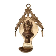 Handcrafted Brass Ganesha Wall Hanging Diya | Traditional Spiritual Oil Lamp Brass Artwork