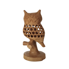Handmade Wooden Jali Owl – Intricate Carved Decor Piece