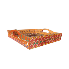 Multi-Color Pottery Pattern Tray – Handcrafted Decorative Serving Tray