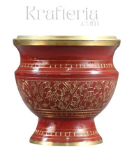 Pooja Perfection-Handcrafted Red Brass Dhoop Stand Brass Ware
