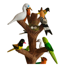 Colorful handcrafted Nirmal birds on tree home decor