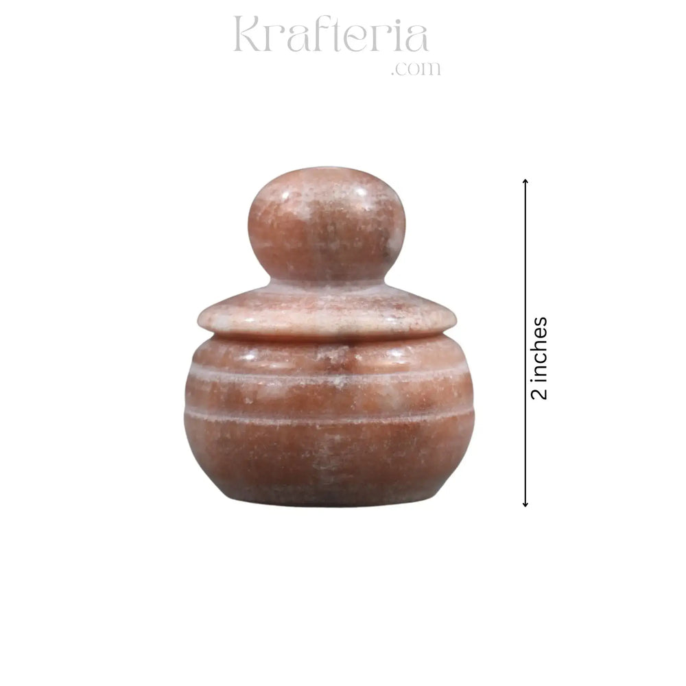 Handcrafted Marble Kumkum Box – Traditional Puja Accessory Marble Soft Stone