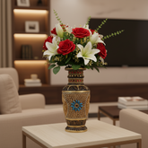 Handcrafted Wooden Stone Vase – Unique Floral Table Accent