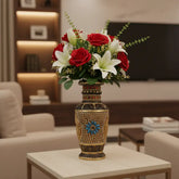 Handcrafted Wooden Stone Vase – Unique Floral Table Accent Accessories