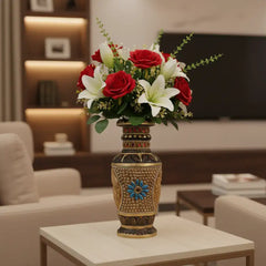 Handcrafted Wooden Stone Vase – Unique Floral Table Accent Accessories