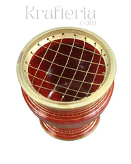 Pooja Perfection-Handcrafted Red Brass Dhoop Stand Brass Ware