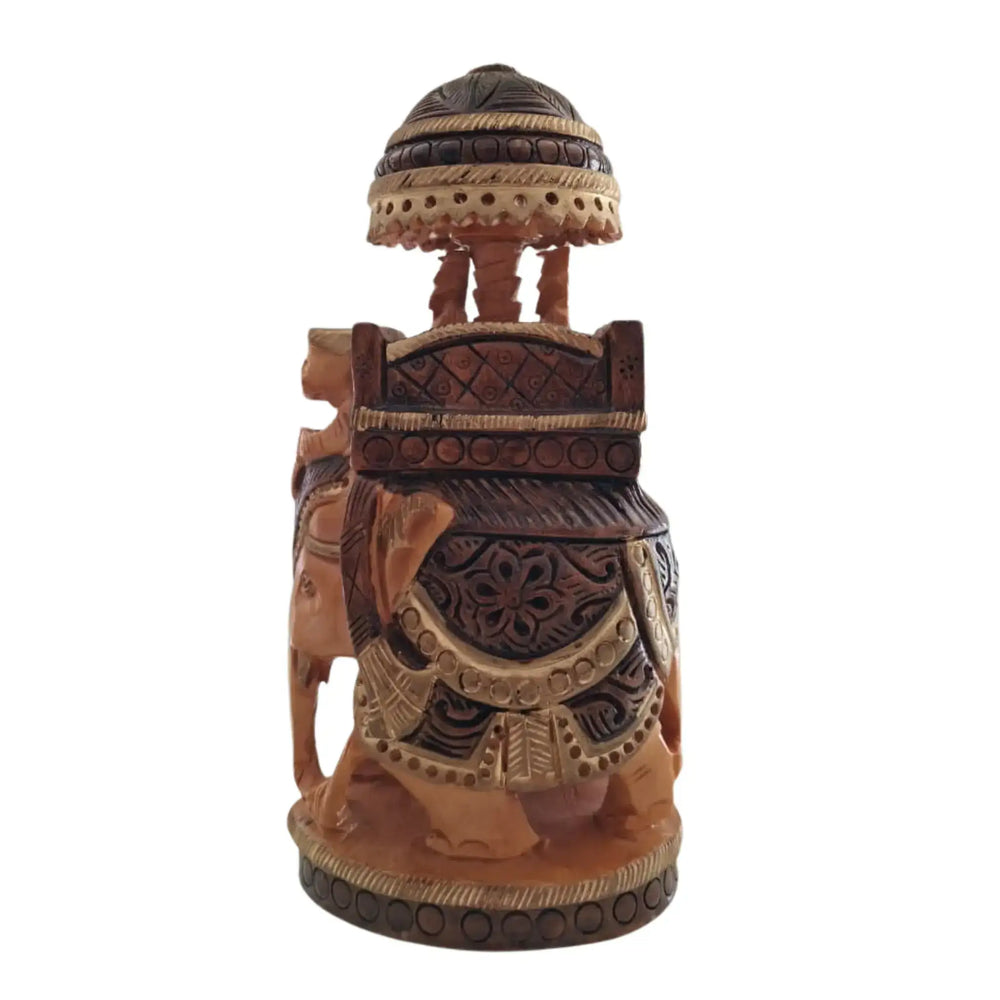 Traditional Wooden Hand-Made Painted Elephant Ambari | Perfect for Home & Gift maruthi handicrafts
