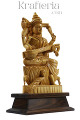 Beautiful Saraswathi Wood Statue – Perfect for Devotional Decor