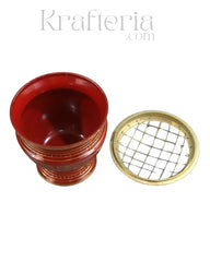 Pooja Perfection-Handcrafted Red Brass Dhoop Stand Brass Ware