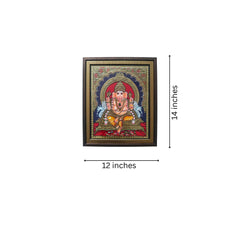 Handpainted Ganesh Thanjavur Painting – Spiritual & Detailed