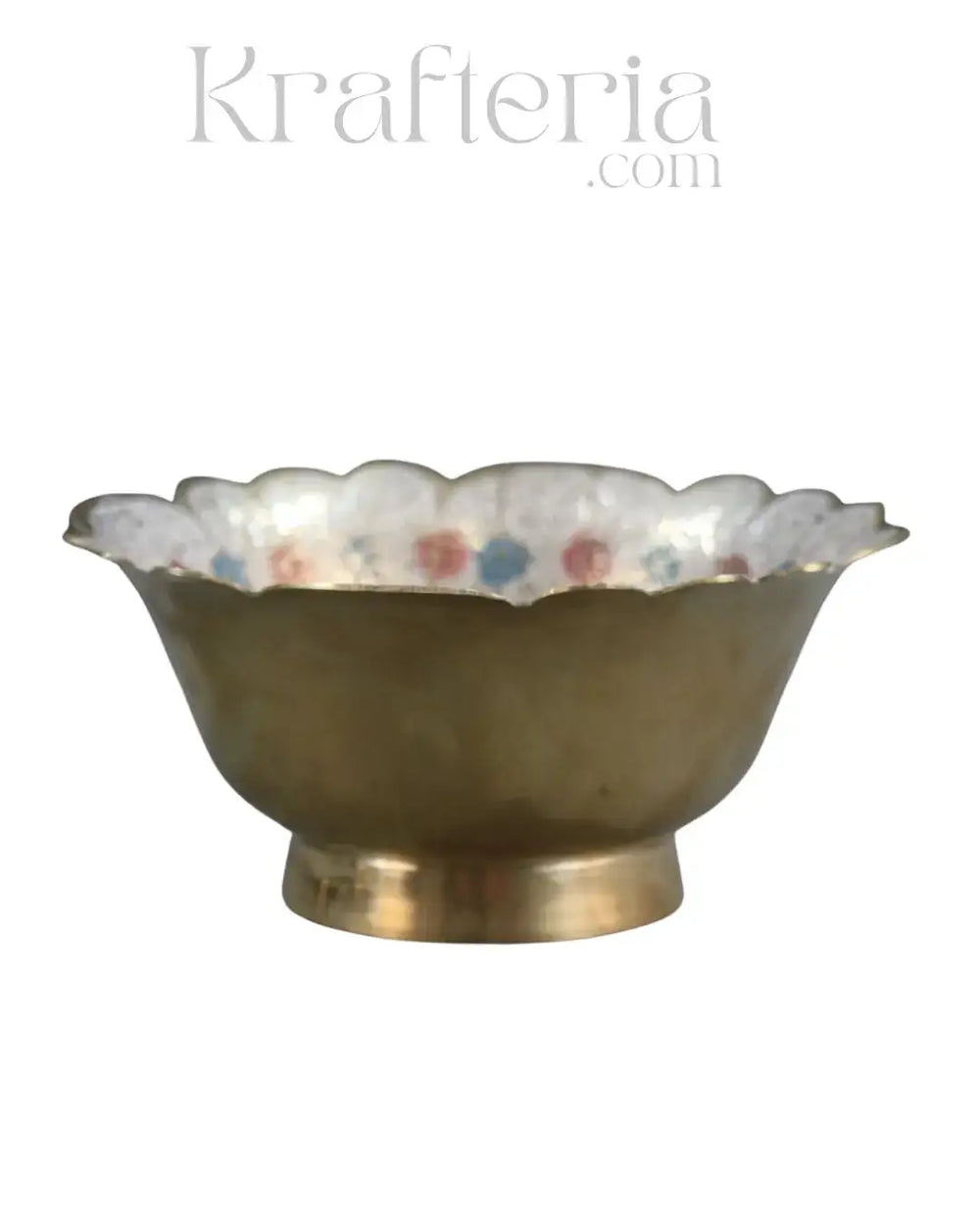 Artisan Bloom-Brass Bowl with Floral Motif Brass Ware