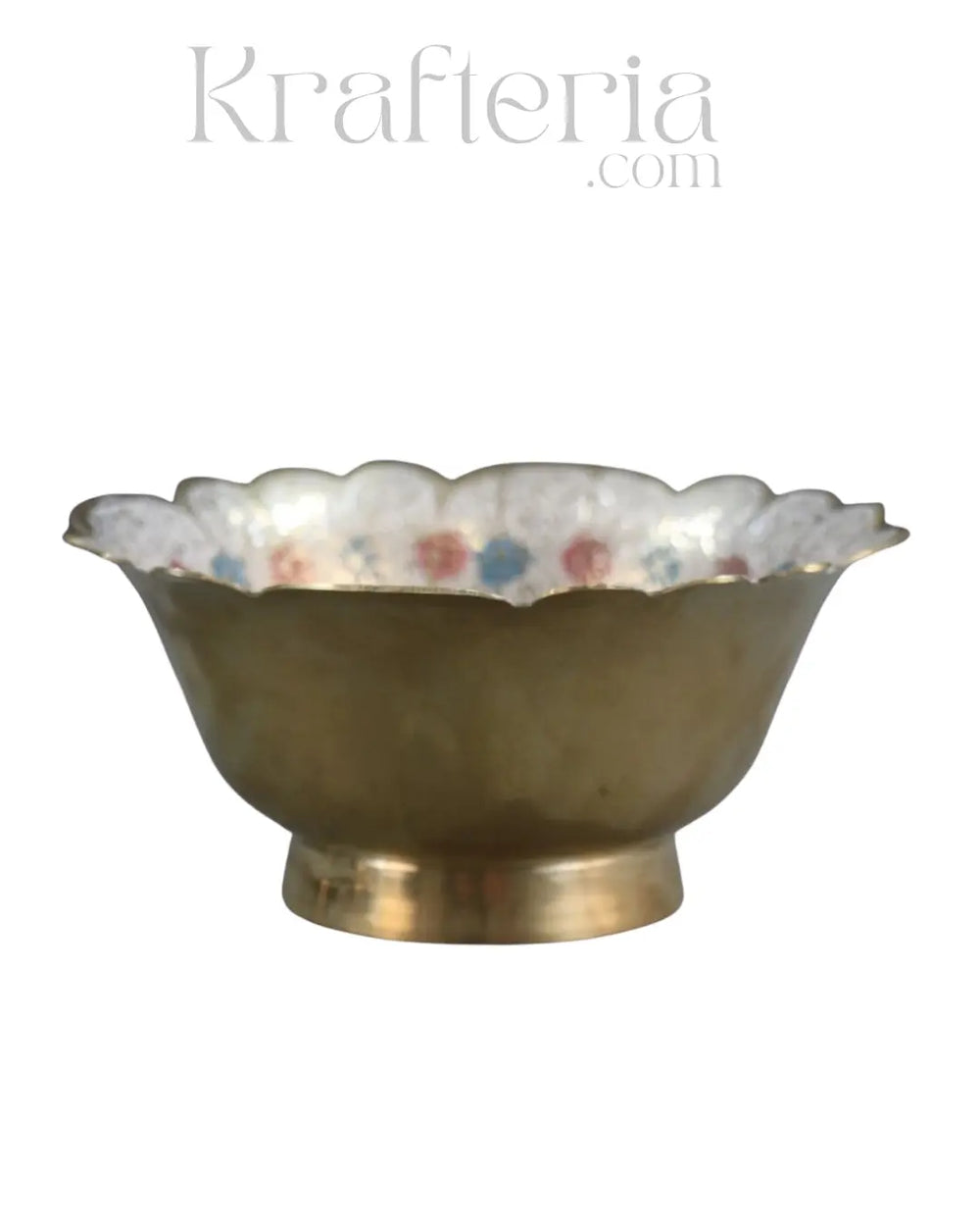 Artisan Bloom-Brass Bowl with Floral Motif Brass Ware