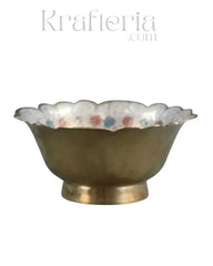 Artisan Bloom-Brass Bowl with Floral Motif Brass Ware