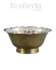 Artisan Bloom-Brass Bowl with Floral Motif